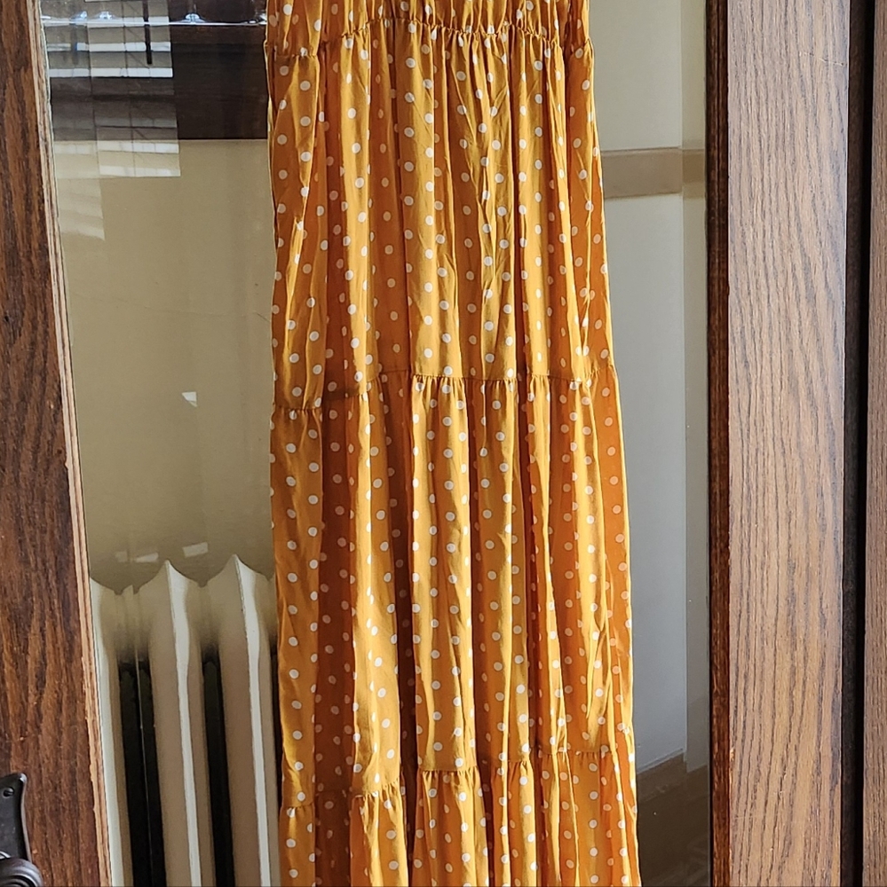 Charming mustard yellow & wh polka dot summer/fall dress! KARA & KATE. Sz L NWT - Picture 6 of 6